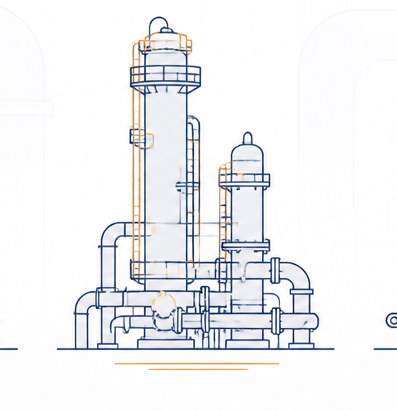 Ilustracia: petrochemia Ilustracia petrochemickej prevadzky
