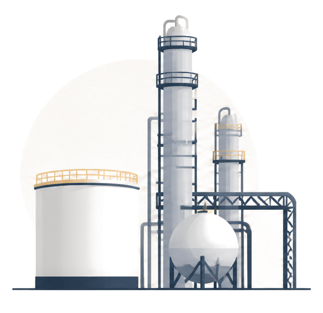 Ilustrácia odvetvia, variant 2: Petrochémia Ilustrácia petrochemickej prevádzky